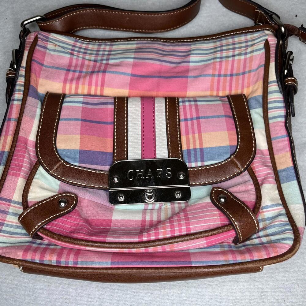 Chaps Pink Plaid Crossbody Purse - Picture 2 of 15
